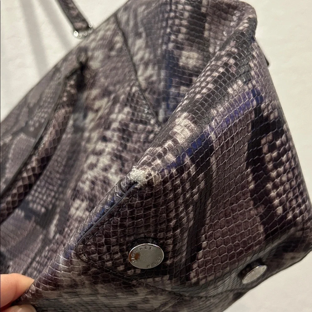 Michael Kors Riley Python Embossed Leather Satchel Shoulder Bag Tote